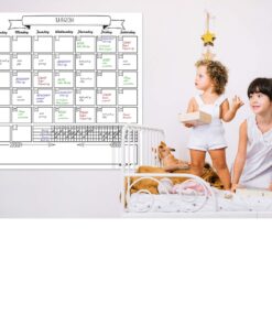 Jumbo Dry Erase Laminated Wall Calendar, Huge 36 Inch by 36 Inch Size, Monthly Planner for Home Office Classroom, Goal Tracker, Reusable PET Film, Never Folded, Includes 5 Markers, 8 Tacks, 1 Eraser white 36 x 36 - 1 month Artsy 19 81PDnU1p35L