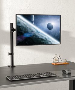 WALI Single Monitor Mount, Single Monitor Arm Desk Mount,Desk Monitor Stand, Holds Screen Up to 27inch, 22lbs, Adjustable Mount with C-CLAMP Designed for Home Office Application(M001), Black 16 inch Tall 27 81PDvg2FBNL