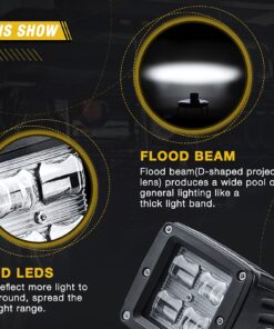 Alternative view of AUTOSAVER88 3" LED Pods Light Bar 9D 40W 4000LM Flood Off Road Fog Driving Lights Waterproof for Trucks Tractors Boats Led Pod Lights for Truck