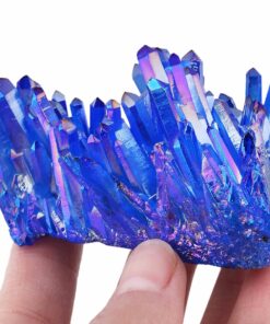 mookaitedecor Titanium Coated Natural Rock Crystal Cluster Geode Stone Specimen, Blue #3-blue 14 81PEwlr3M1L