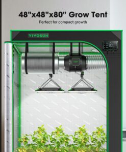 Alternative view of VIVOSUN S448 4x4 Grow Tent, 48"x48"x80" High Reflective Mylar with Observation Window and Floor Tray for Hydroponics Indoor Plant for VS4000/VSF4300 48"x48"x80" Black