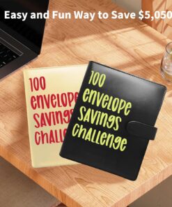 100 Envelope Savings Challenge Binder, Fun Way to Save $5,050, Savings Challenges Book with Envelopes, Savings Challenges Budget Book Binder, 100 Envelopes Money Saving Challenge Book (Black) Black 10 81PG7Y9ApUL