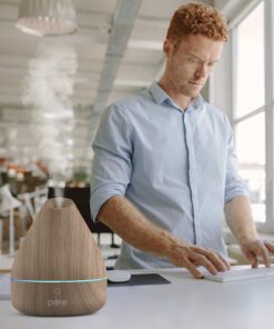 Pure Enrichment PureSpa Natural Essential Oil Diffuser (Natural) – 200ml Water Tank Lasts Up to 10 Hours with Soft Color-Changing Lights and Auto Safety Shut-Off Wood 25 81PGQOHPndL