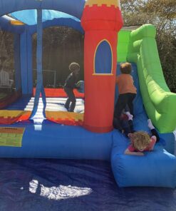 Bounceland Royal Palace Inflatable Bounce House, with Long Slide, Large Bouncing Area, Basketball Hoop and Sun Roof, 13 ft x 12 ft x 9 ft H, UL Strong Certified Blower, Castle Kids Party Theme With Blower 47 81PGXIzGwCL