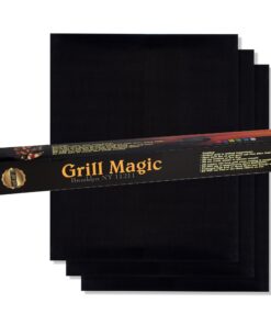 Grill Magic BBQ Grill Mat Set of 3-100% Nonstick Large Grilling Sheets - Heavy Duty Cooking Mats for Outdoor Grill Charcoal, Gas or Electric - Reusable, Extra Thick and Easy to Clean - 15.75 x 13 16 81PGoVz3RFL