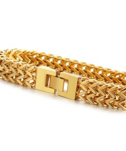 FIBO STEEL Stainless Steel 12MM Two-strand Wheat Chain Bracelet for Men Punk Biker Bracelet,8.0-9.1 inches Gold-tone 8.0 Inches 11 81PI ZvSIL