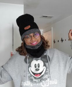 HINDAWI Winter Hat Scarf Gloves Slouchy Beanie Snow Knit Skull Cap Touch Screen Mittens Circle Scarves for Women Hat+scarf+gloves (Black) 36 81PIkvFRwZL