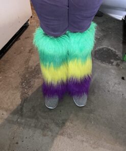 MARDI GRAS FURRY LEG COVERS Standard Size Purple / Yellow / Green 18 81PMC5QPaL