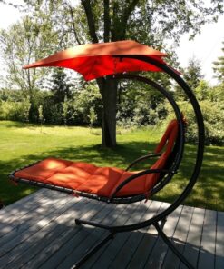 Best Choice Products Outdoor Hanging Curved Steel Chaise Lounge Chair Swing w/Built-in Pillow and Removable Canopy, Orange 31 81PN4YfBrRL
