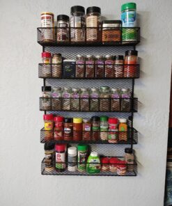 Spice Rack Organizer – Space Saving Wall Mount 5-Tier Wire Shelves for Pantry or Cabinets – Kitchen Organization and Storage by Home-Complete (Black) 36 81POIwZg69L