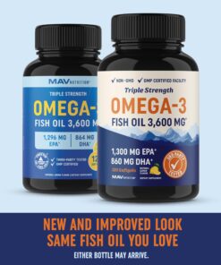 Triple Strength Omega 3 Fish Oil | 3600 mg EPA & DHA | Over 2,000mg of Omega-3 Fatty Acids | Over 1,200mg EPA + 800mg DHA | Best Essential Fatty Acids | Premium Burpless Softgel Supplements (120 Ct) Essential Fatty Acid Combinations 120 Count 17 81PRoBUn9L 2