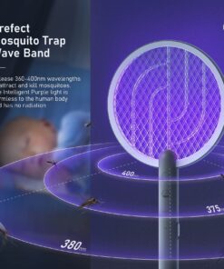 Electric Fly Swatter Racket, Mosiller 4000V 2 in 1 Bug Zapper with USB Rechargeable Base, Powerful Mosquitoes Trap Lamp & Fly Killer with 3 Layer Safety Mesh for Home, Bedroom, Kitchen, Patio (1 Pack) 1 Pack 30 81PSExNDsbL 1