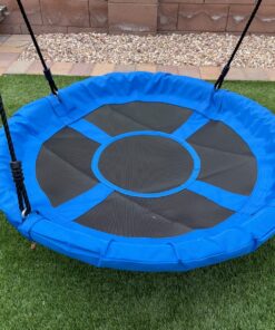 SUPER DEAL 40 Inch Blue Saucer Tree Swing Set for Kids Adults 800lb Weight Capacity Waterproof Flying Swing Seat Textilene Fabric with Adjustable Hanging Ropes for Outdoor Playground, Backyard 30 81PSUSlfQuL