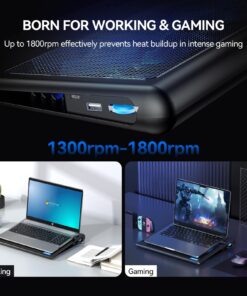 TECKNET Laptop Cooling Pad, Portable Ultra-Slim Laptop Cooler, Gaming Cooling Pad Stand with 2 USB Powered Fans Wind Speed Adjustable, Fits 12-16 Inches (Blue) Blue 36 81PVOGjMa3L