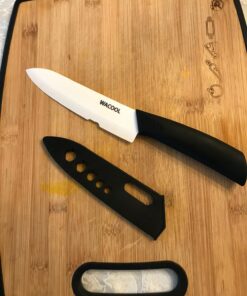 WACOOL Ceramic Knife Set 3-Piece (Includes 6-inch Chef's Knife, 5-inch Utility Knife and 4-inch Fruit Paring Knife), with 3 Knife Sheaths for Each Blade (Black Blade) Black Hand 26 81PVWbOLqLL