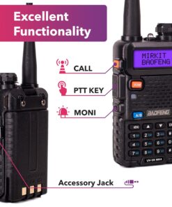 Mirkit Ham Radio Baofeng UV-5R MK4 8 Watt Max Power 2023 Two Way Radio VHF/UHF 144-148/420-450 mhz with 1800 mAh Baofeng Battery, Mirkit Software & Lanyard for Your Baofeng Radio Walkie Talkie 1 X 12 81PXFu3MzVL 1