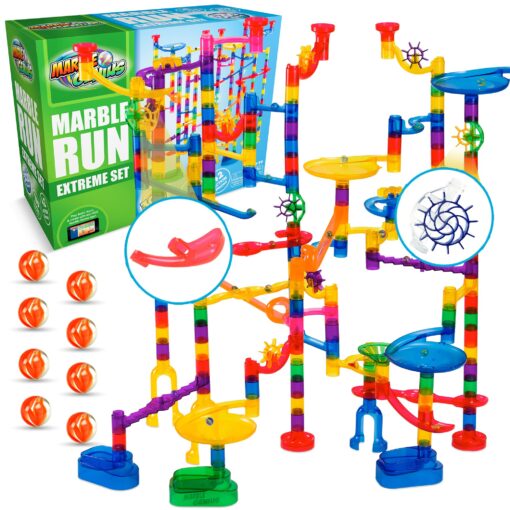 Marble Genius Marble Run (300 Complete Pieces) Maze Track or Race Games for Kids Ages 4-8, for Adults, Teens, and Toddlers, (118 Translucent Marbulous Pieces + 119 Glass-Marble Set), Extreme Set 4.) Extreme Set - 300 Complete Pieces