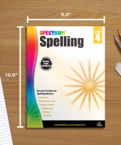 Spectrum Spelling Workbook Grade 4, Ages 9 to 10, 4th Grade Spelling Workbook, Handwriting Practice with Vowels, Diagraphs, Parts of Speech, and ... English Dictionary - 208 Pages (Volume 74) 16 81PZfimboNL