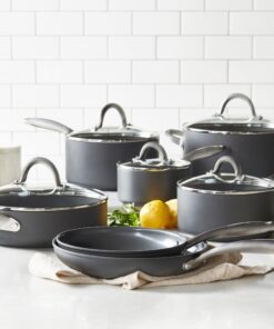 Alternative view of GreenPan Madison Hard Anodized Healthy Ceramic 12 Piece Cookware Pots and Pans Set, Frying Pans, Saucepans, Saute, Glass Lids, Stainless Steel Handles, Dishwasher & Oven Safe, PFAS-Free, Gray