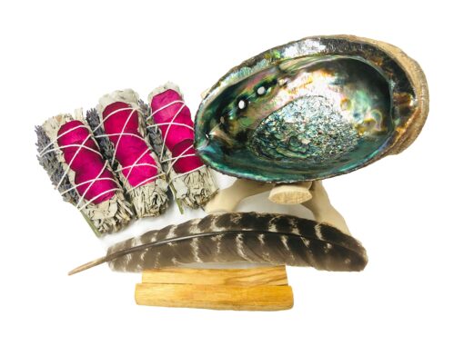 Tomoko White Sage Smudge Kit - 3 White Sage with Rose and Lavender, 2 Palo Santo, Abalone Shell, Wooden Tripod Stand & Feather! Healing, Purifying, Meditating, Incense & Cleansing Super