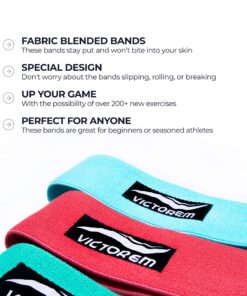 Alternative view of Victorem Resistance Hip Booty Bands Set - Fabric Bands for Glutes and Legs Exercise - with Digital Workout Guide Sky Blue, Pink, Mint