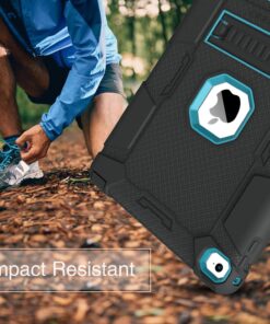BENTOBEN iPad Air 2 Case, Hybrid Shockproof Protective Case with Kickstand Rugged Triple-Layer Shock Resistant Drop Proof Case Cover for iPad Air 2 with Retina Display/iPad 6, Black/Blue M753-Black/Blue 12 81Pd9VP9YpL