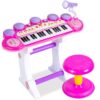 Best Choice Products 37-Key Kids Electronic Musical Instrument Piano Learning Toy Keyboard w/Multiple Sounds, Lights, Microphone, Stool - Pink 3 81PdDwuPFIL