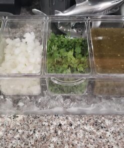 Ice Chilled 5 Compartment Condiment Server Caddy - Serving Tray Container with 5 Removable Dishes with Over 2 Cup Capacity Each and Hinged Lid | 3 Serving Spoons + 3 Tongs Included 45 81PdubogjlL