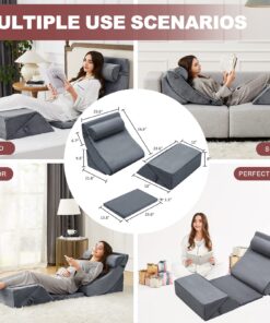 Homemate 6 PCS Orthopedic Bed Wedge Pillow Set,Post Surgery Foam Pillow for Neck, Back and Leg Pain Relief, Triangle Sit Up Pillow Adjustable- Anti Snoring, Heartburn, Acid Reflux & GERD Sleeping Grey 19 81Pdwi2LBKL