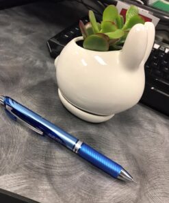 MyGift Mini Ceramic Bunny Planter, Decorative Rabbit Design White Small Flower Pot Succulent Planter with Detached Saucer 26 81Pe54DmTRL