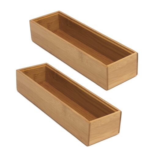 Lipper International 8181S Bamboo Wood Stacking Drawer Organizer Box, 3" x 9", Set of 2 3" x 9" (Set of 2)