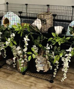 4Pcs 6.6Ft/Piece Artificial Flowers Silk Wisteria Garland-Dearhouse Artificial Wisteria Vine Rattan Silk Hanging Flower for Home Garden Outdoor Ceremony Wedding Arch Floral Decor (White) White 40 81PeioXZ7uL