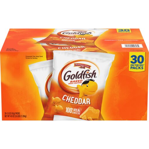 Pepperidge Farm Goldfish Cheddar Crackers, 1.5 oz. Snack Packs, 30-count Multi-pack Box Cheddar 30ct