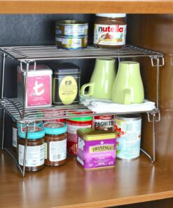 Deco Brothers Stackable Cabinet Shelf Organizer, 2 Pack, Chrome 30 81PiP8PupL