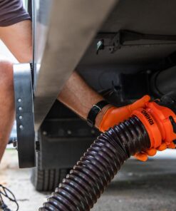 Camco 20' (39741) RhinoFLEX 20-Foot RV Sewer Hose Kit, Swivel Transparent Elbow with 4-in-1 Dump Station Fitting-Storage Caps Included , Black , Brown 20ft Sewer Hose Kit Standard Packaging 14 81Pjyuu8xSL 3