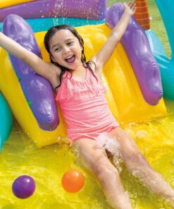 Intex Dinoland Inflatable Dinosaur Swimming Pool Kiddie Play Center with Water Slide, Dino Arch Water Sprayer, and Games for Ages 2 and Up, Multicolor 1 27 81PlnBZPa5L