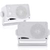 Pyle 3-Way Weatherproof Outdoor Speaker Set - 3.5 Inch 200W Pair of Marine Grade Mount Speakers - in a Heavy Duty ABS Enclosure Grill - Home, Boat, Poolside, Patio, Indoor Outdoor Use -PLMR24 (White) Standard Packaging 17 81PmYXNkWL