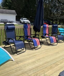 Best Choice Products Set of 2 Adjustable Steel Mesh Zero Gravity Lounge Chair Recliners w/Pillows and Cup Holder Trays, Navy Blue 49 81Pn WEw7QL