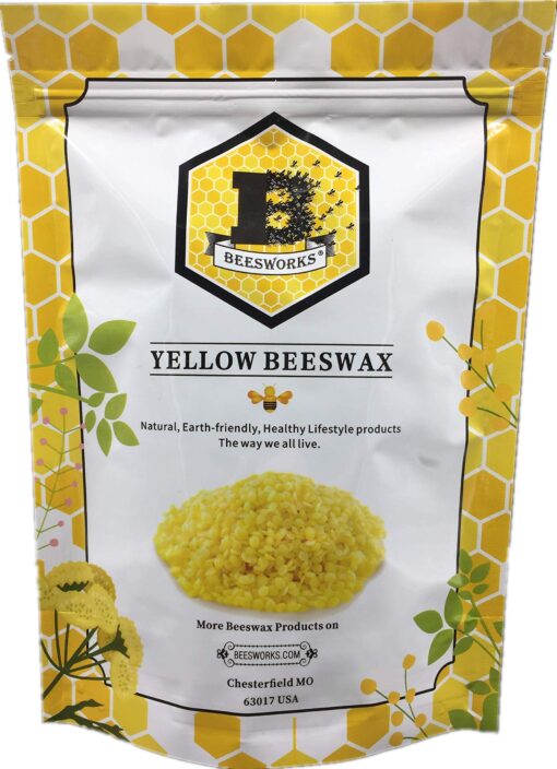 Beesworks Yellow Beeswax Pellets (1 lb) | 100% Pure, Cosmetic Grade, Triple-Filtered Beeswax for DIY Skin Care, Lip Balm, Lotion, and Candle Making 1 Pound (Pack of 1)