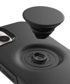 OtterBox iPhone 14 & iPhone 13 Otter + Pop Symmetry Series Case - BLACK, integrated PopSockets PopGrip, slim, pocket-friendly, raised edges protect camera & screen 8 81Pq3XyjdxL