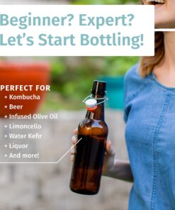 Otis Classic Swing Lid Glass Bottles with Lids Flip Stoppers for Second Fermentation Kombucha Water Kefir Brewing Beer Set of 6 16 oz Amber Amber - Plastic Lids 23 81PqCC7GUML