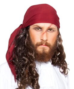 ThePirateDressing Pirate Medieval Renaissance Halloween Costume Linen Triangle Bandana C1418 Red (Linen Fabric)