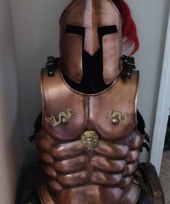 THOR INSTRUMENTS Medieval King Spartan Copper 300 Helmet W/RED Plume Muscle Jacket Leg ARM Guards Rustic Vintage Home Decor Gifts 13 81Ps4RaYZSL