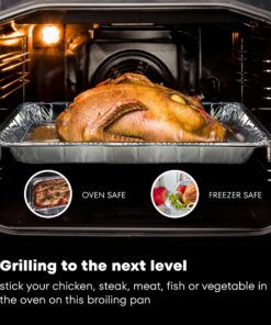 DCS Deals Pack of 25 Disposable Aluminum Broiler Pans – Good for BBQ, Grill Trays – Multi-Pack of Durable Aluminum Sheet Pans – Ribbed Bottom Surface - 13.40" x 9" x 0.85" 11 81Psl2DtzZL