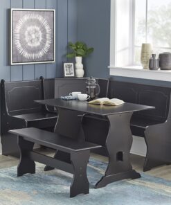 Target Marketing Systems Traditional Style 3-Piece Nook Corner Dining Set with Hidden Storage Under The Seats, for Small Spaces, Includes 1 Table and Benches, Black 7 81Pt5ZnLeL