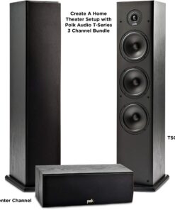Polk Audio T Series 3 Channel Home Theater Bundle | Includes One (1) T30 Center Channel & Two (2) T50 Tower Speakers | Dolby and DTS Surround 5 81Pw6Ro22ZL