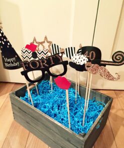 Adult 40th Birthday - Gold - Birthday Party Photo Booth Props Kit - 20 Count 20 81PwCzItHAL 1