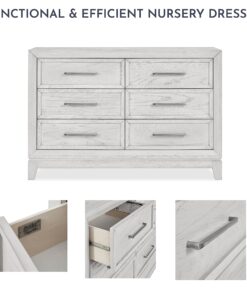Evolur Lourdes Double Dresser in Greyhound, Comes with Six Spacious Drawers, Made of Hardwood, Included Anti Tipping Kit, Dresser for Nursery, Bedroom, Wooden Nursery Furniture 11 81PxZ45WEiL