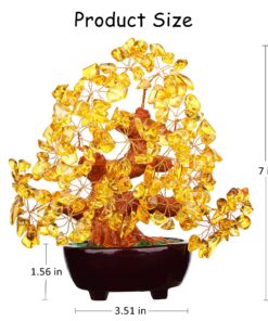 Parma77 Citrine Crystal Tree, Yellow Healing Crystals Gemstone Bonsai Tree Money Tree, Yellow Room Decor Cubicle Office Desk Decor for Women, Feng Shui Wealth and Luck Spiritual Gifts for Women Gold 23 81Pxo1YJo L