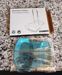 Yummy Sam Pot Lid Holder and Spoon Rest, Stainless Steel Utensils Lid Spoon Holder Ladle Rest Pot Lid Rack Shelf Stand Holder Multifunctional Storage Rack Stove Organizer (Silver) 30 81PyCnd344L